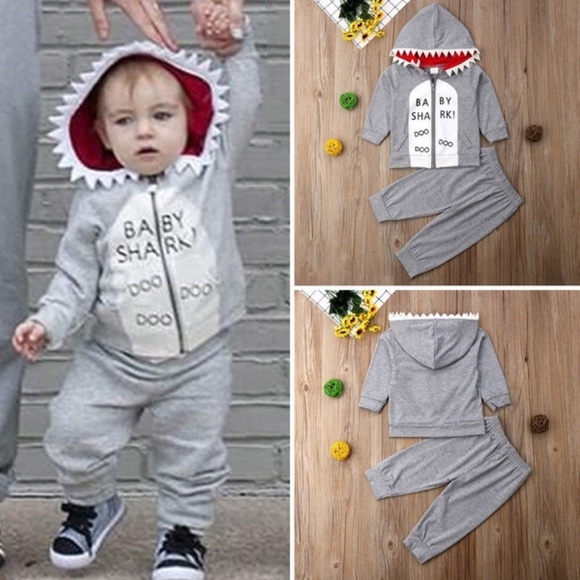 BOYS BABY SHARK 2 PIECE OUTFIT - Picture 6 of 6